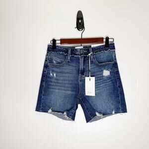 Kancan High Rise Frayed Hem Distressed Denim Jean Shorts Women’s Size 3/25 NWT